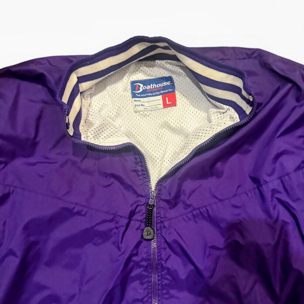 Vintage Boathouse Sports Windbreaker Jacket Polar Bears Purple Yellow USA Made L - Picture 4 of 7